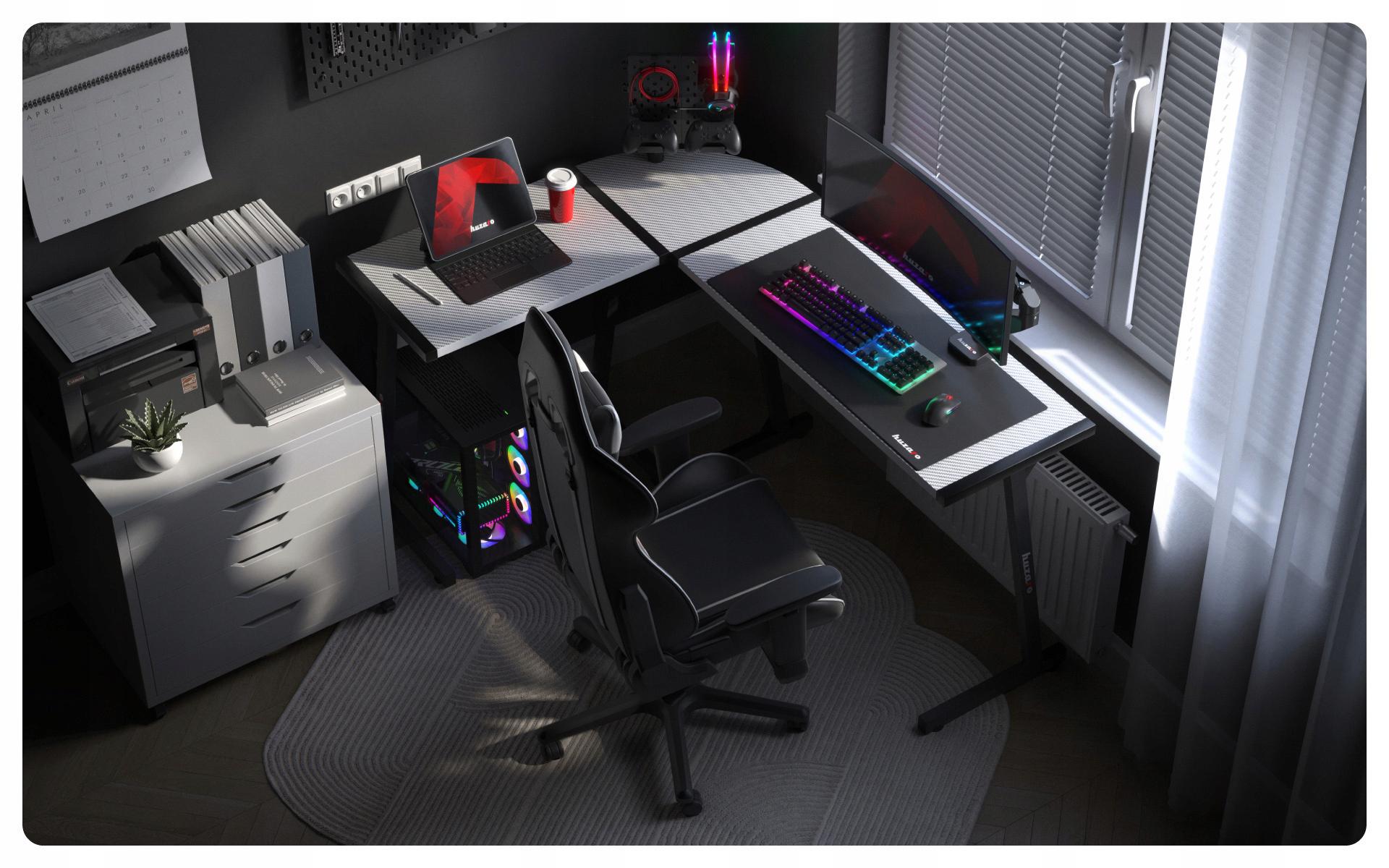 Геймерский угловой компьютерный стол Gamer Huzaro Hero 6.0 White Corner - фото 5 Геймерский угловой компьютерный стол Gamer Huzaro Hero 6.0 White Corner - фото 5