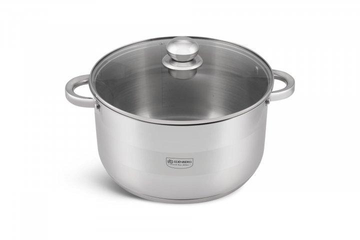 Кастрюля со стеклянной крышкой Edenberg EB-3009 9,5л из нержавеющей стали одинарная