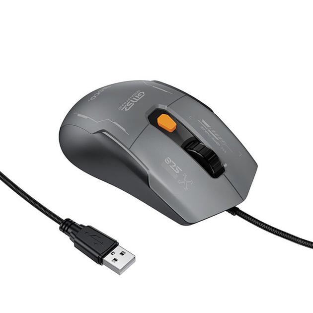 Мышь проводная Hoco GM52 Reddy проводная USB 800–12800 DPI 1,6 м с RGB-подсветкой для ПК и ноутбука Серый
