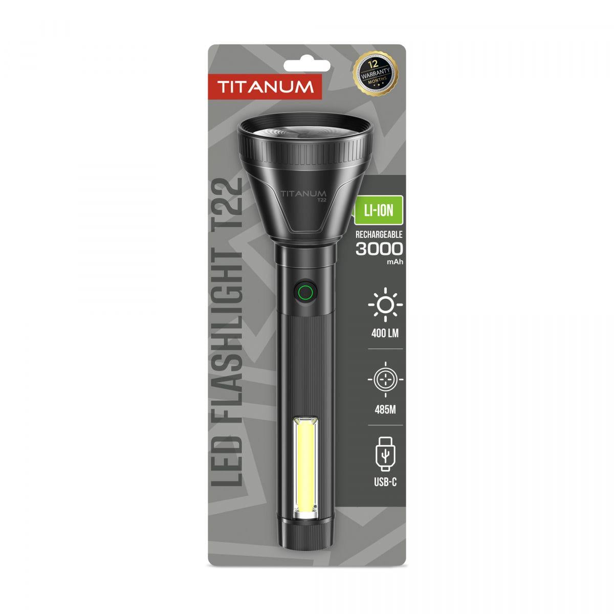 Фонарик портативный светодиодный TITANUM TLF-T22 400Lm Black Фонарик портативный светодиодный TITANUM TLF-T22 400Lm Black