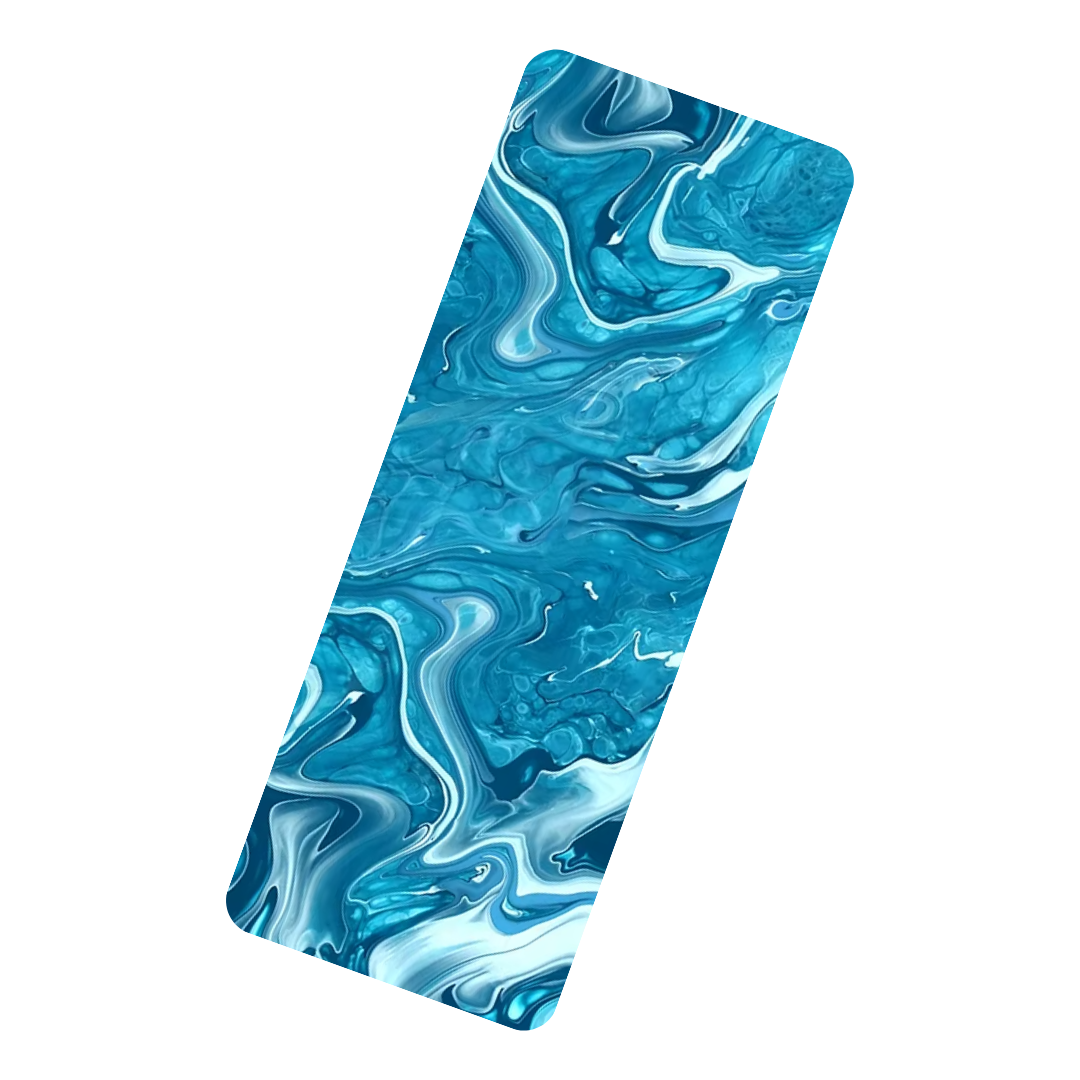 Коврик для йоги и фитнеса складной мягкий из каучука и замши спортивный принт вода