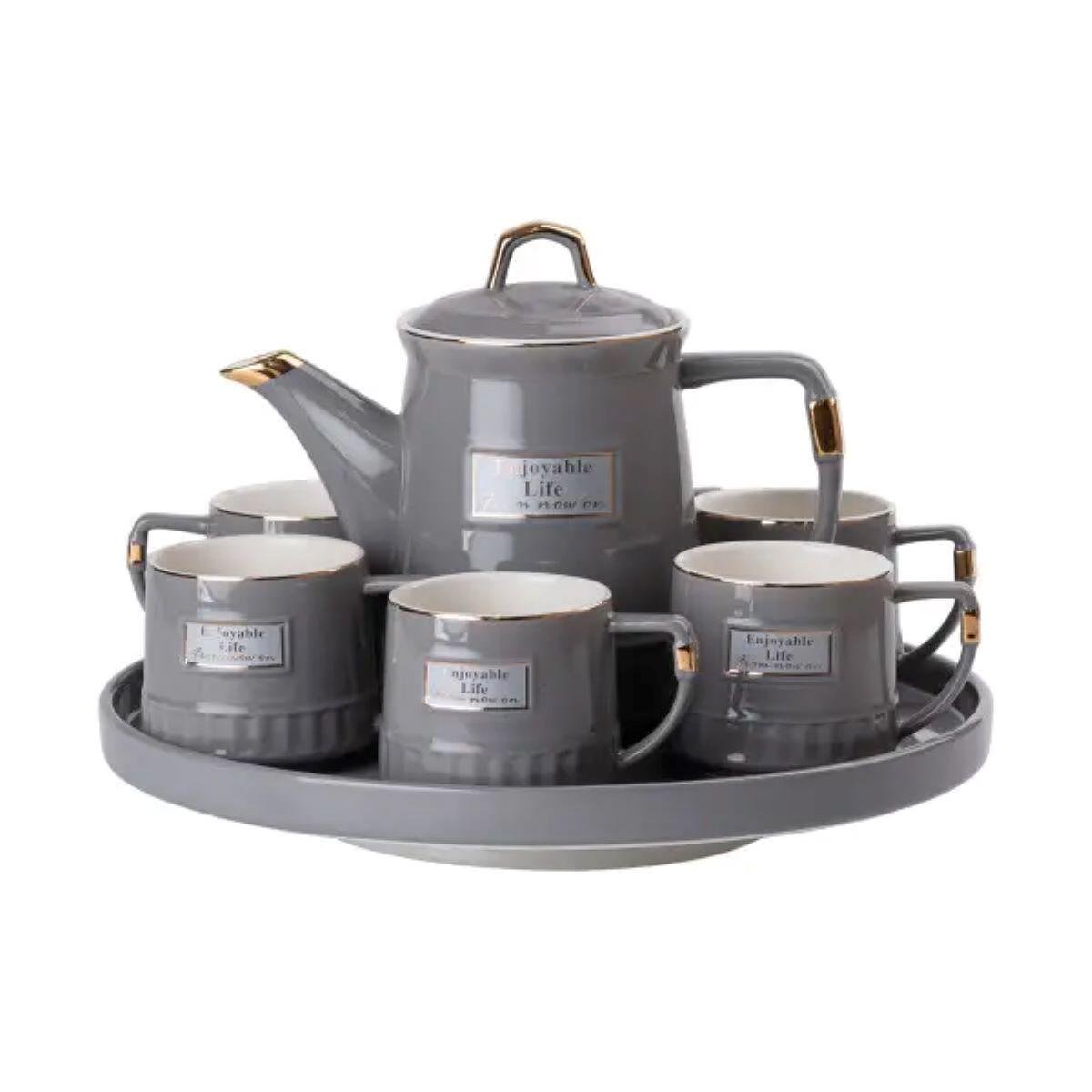 Чайный набор Light House LG-30000 на 6 персон с заварочным чайником и фарфоровой подставкой Серый Чайный набор Light House LG-30000 на 6 персон с заварочным чайником и фарфоровой подставкой Серый