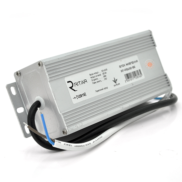 Блок питания импульсный Ritar RTPSW12-96 герметичный для светодиодных лент и видеонаблюдения 12 В 8 А 96 Вт (12816)