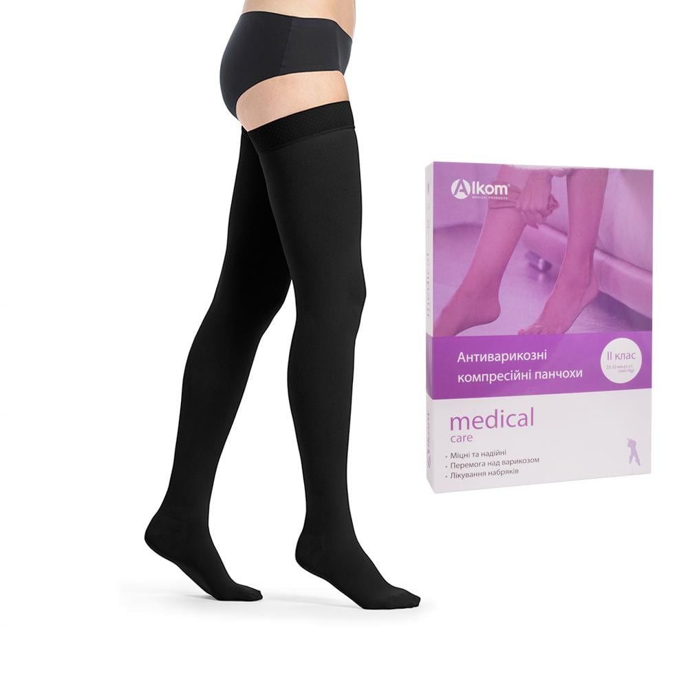 Чулки компрессионные Алком 00212-6 2 класс 23-32 мм рт.ст. закрытый носок черный (31163646)