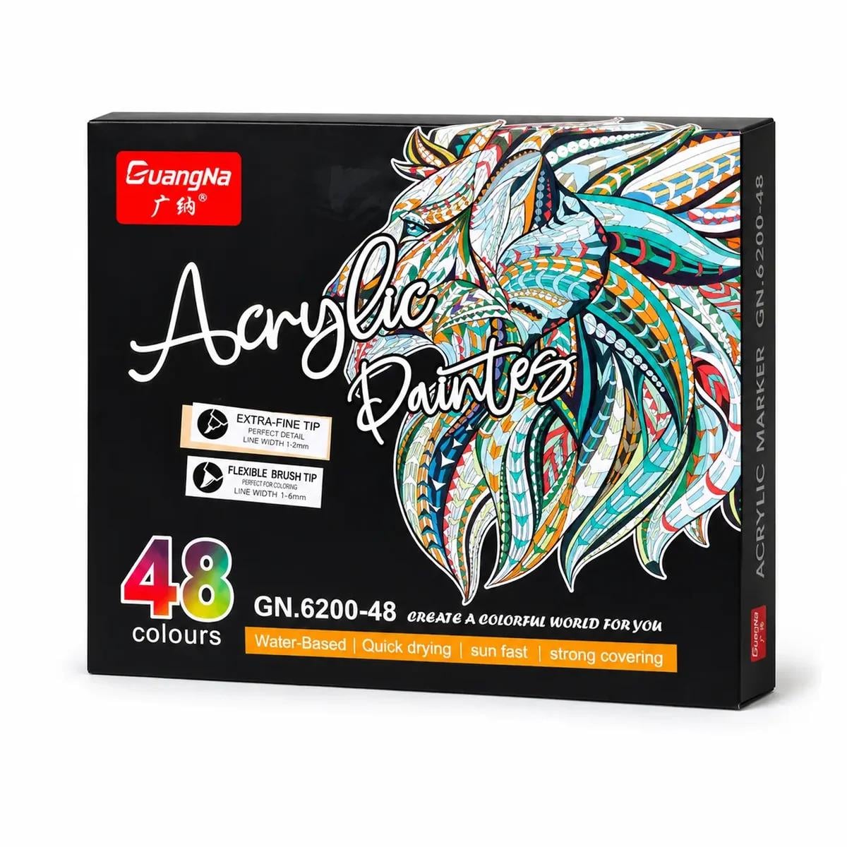 Набор маркеров двусторонних акриловых GuangNa Acrylic Painters 48 цв. (GN.6200-48) Набор маркеров двусторонних акриловых GuangNa Acrylic Painters 48 цв. (GN.6200-48)