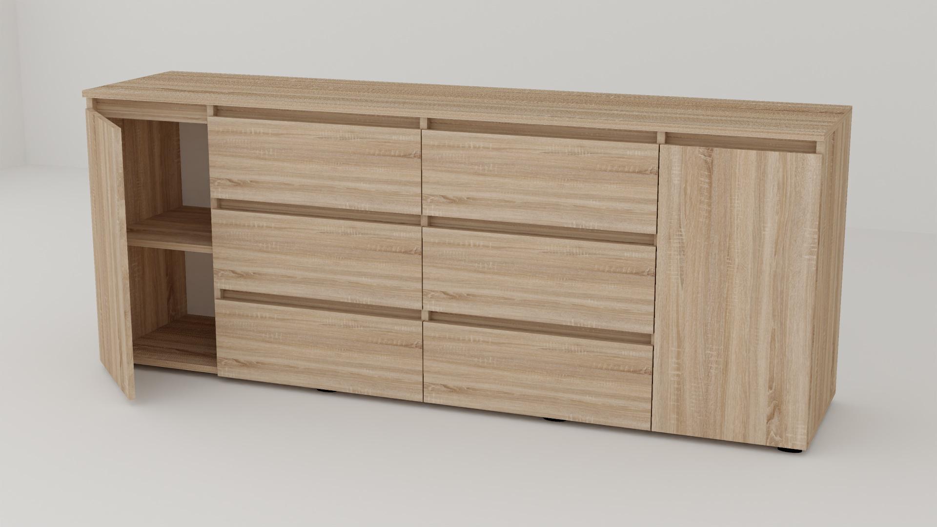 Комод Алекса СН-1331/55 190х55х75 см Дуб сонома