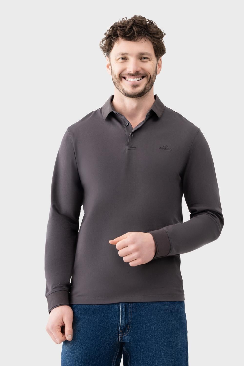 Поло-лонгслив Avecs из трикотажа Double Face 2XL Серый (30592/17-2XL)