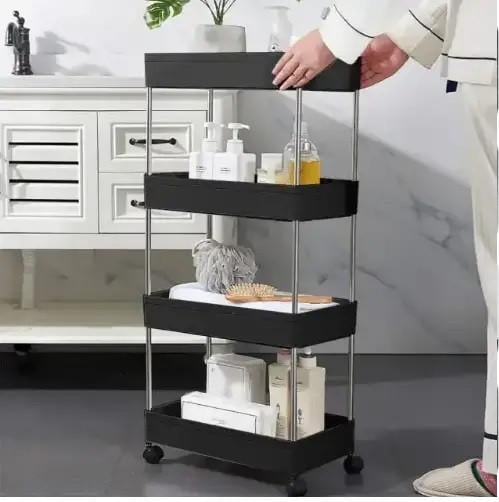 Этажерка на колесиках на колесах 4 яруса 85х35х13 см Черный (23864248) - фото 6 Этажерка на колесиках на колесах 4 яруса 85х35х13 см Черный (23864248) - фото 6