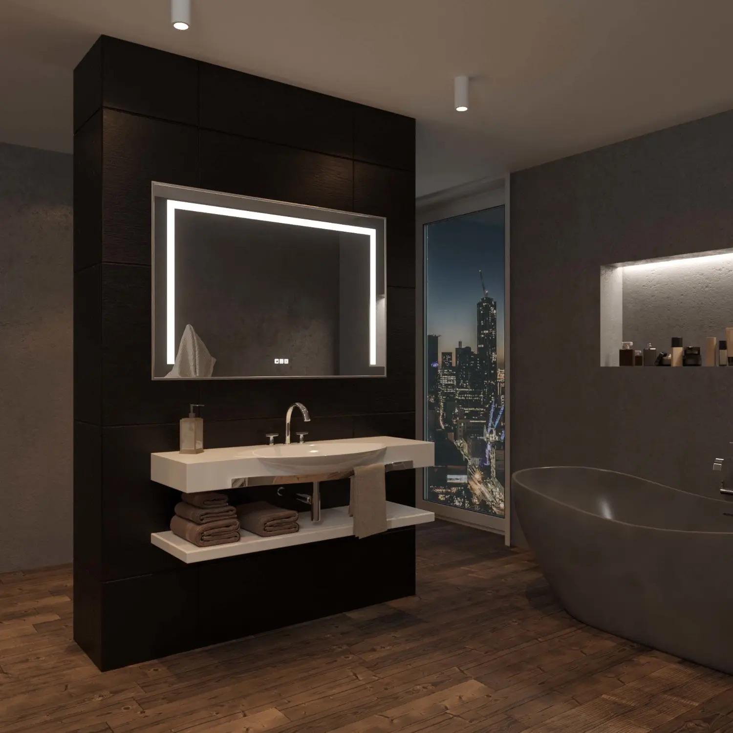 Зеркало Dim Dzerkal ALTIO с LED-подсветкой/Bluetooth/сенсорным управлением/подогревом 70х120 см (11487)