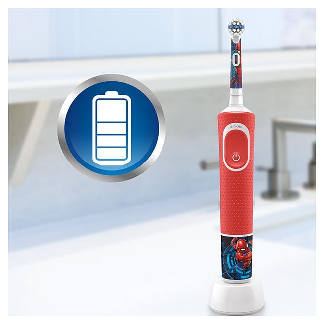 Зубна щітка електрична ORAL-B Braun 3+ D100 Spiderman + наклейки (6776688) - фото 6