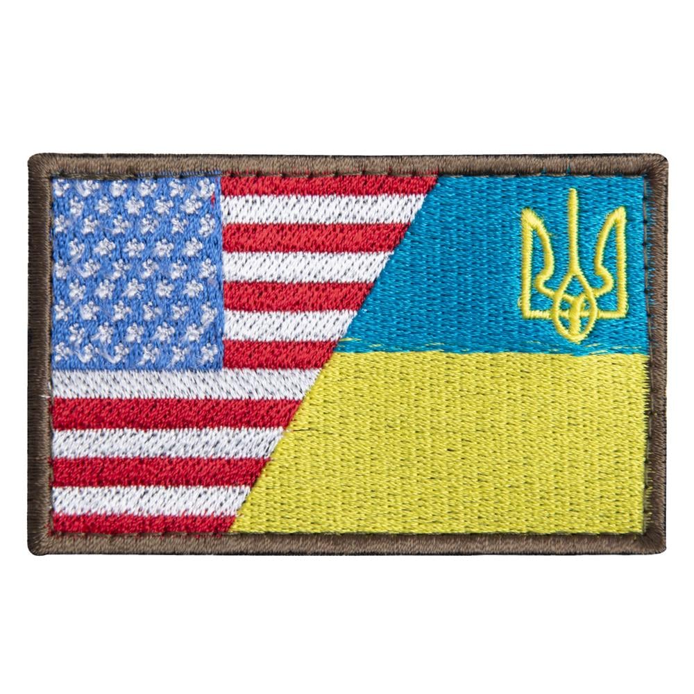 Шеврон на липучке Флаг Украины и США 5х8 см (19953)