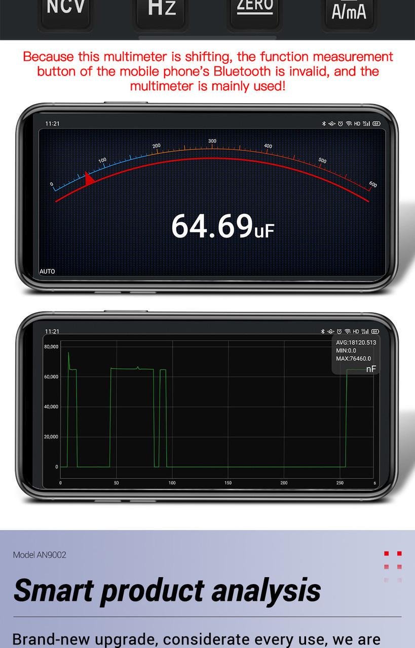 Мультиметр цифровий ANENG AN9002 PRO True RMS Bluetooth - фото 5