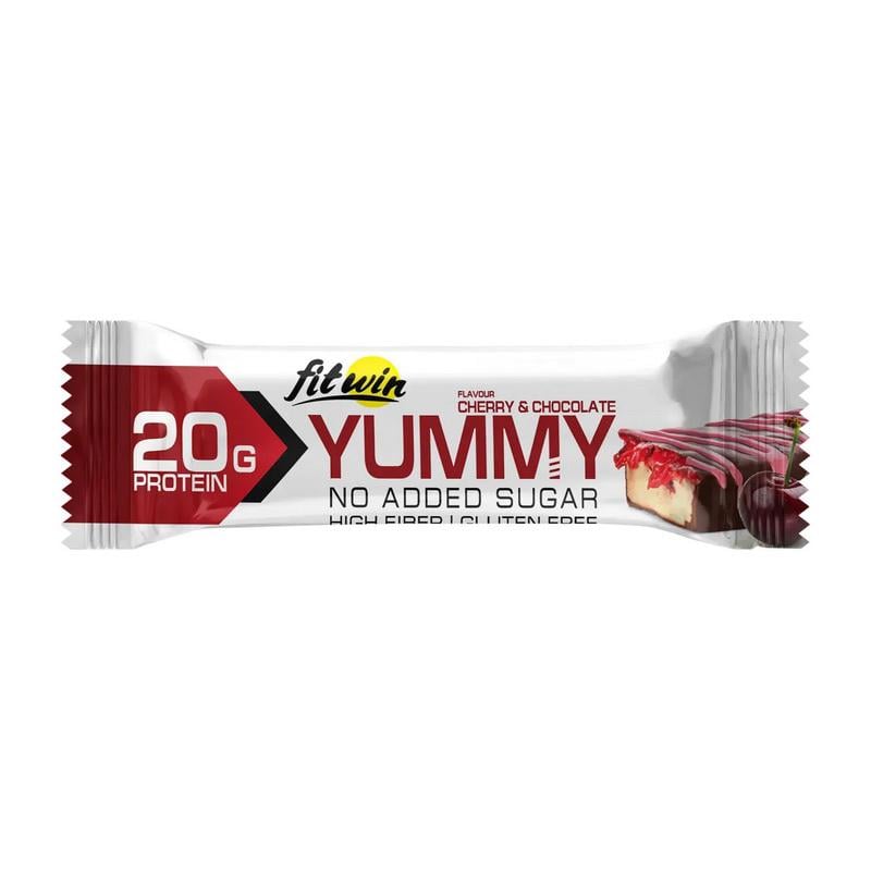 Протеиновый батончик 20 г белка без добавленного сахара FitWin Yummy Bar 55 г Вишня/Шоколад