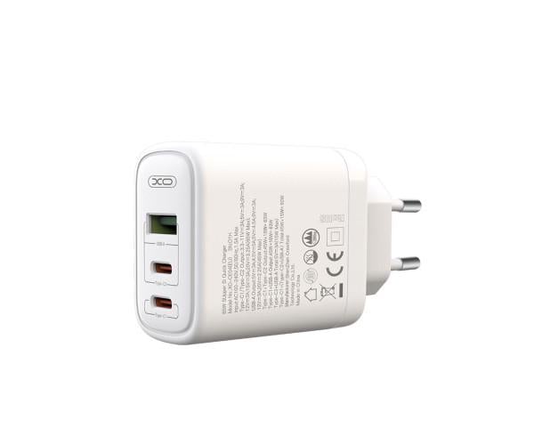 Устройство зарядное сетевое Xo CE04 PD 65W/QC 45W 2Type-C/1USB White - фото 2