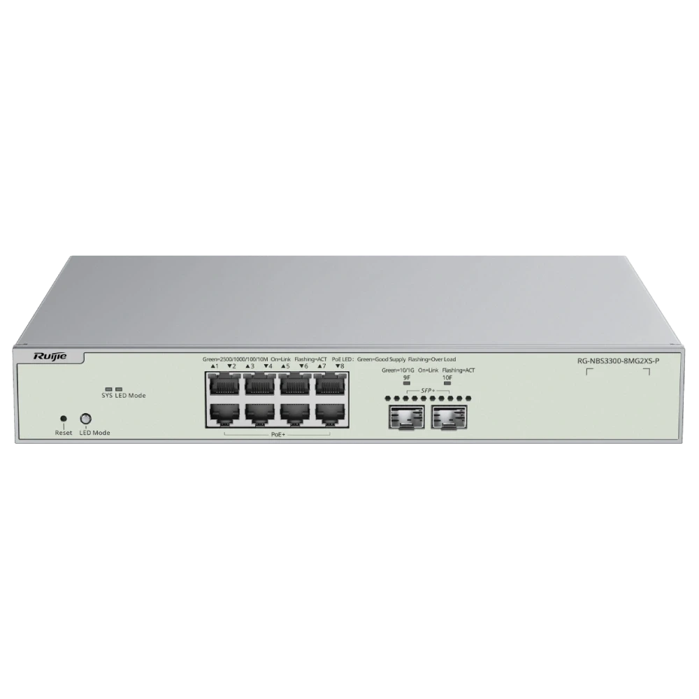 Комутатор 10 портів керований Ruijie RG-NBS3300-8MG2XS-P PoE (2881243423)