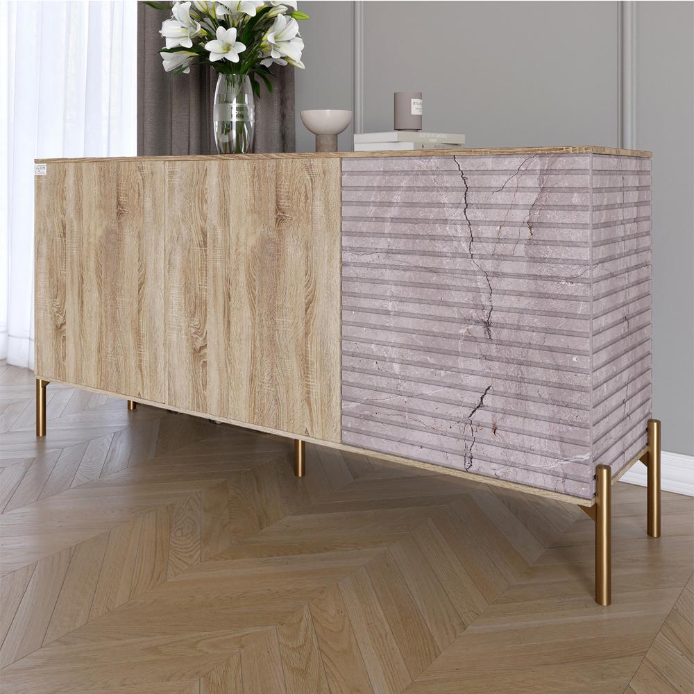 Комод закритий у вітальню Lion Грей на золотих металевих ніжках 154x38x76,5 см Дуб сонома/Камінь (000-000-2214) Комод закритий у вітальню Lion Грей на золотих металевих ніжках 154x38x76,5 см Дуб сонома/Камінь (000-000-2214)