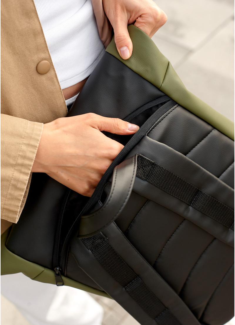 Рюкзак жіночий Sambag RollTopx Хакі (24320119) - фото 2 Рюкзак жіночий Sambag RollTopx Хакі (24320119) - фото 2