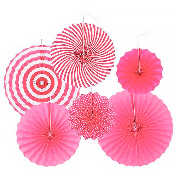 Подвесные веера Spiral pink набор 6 шт.