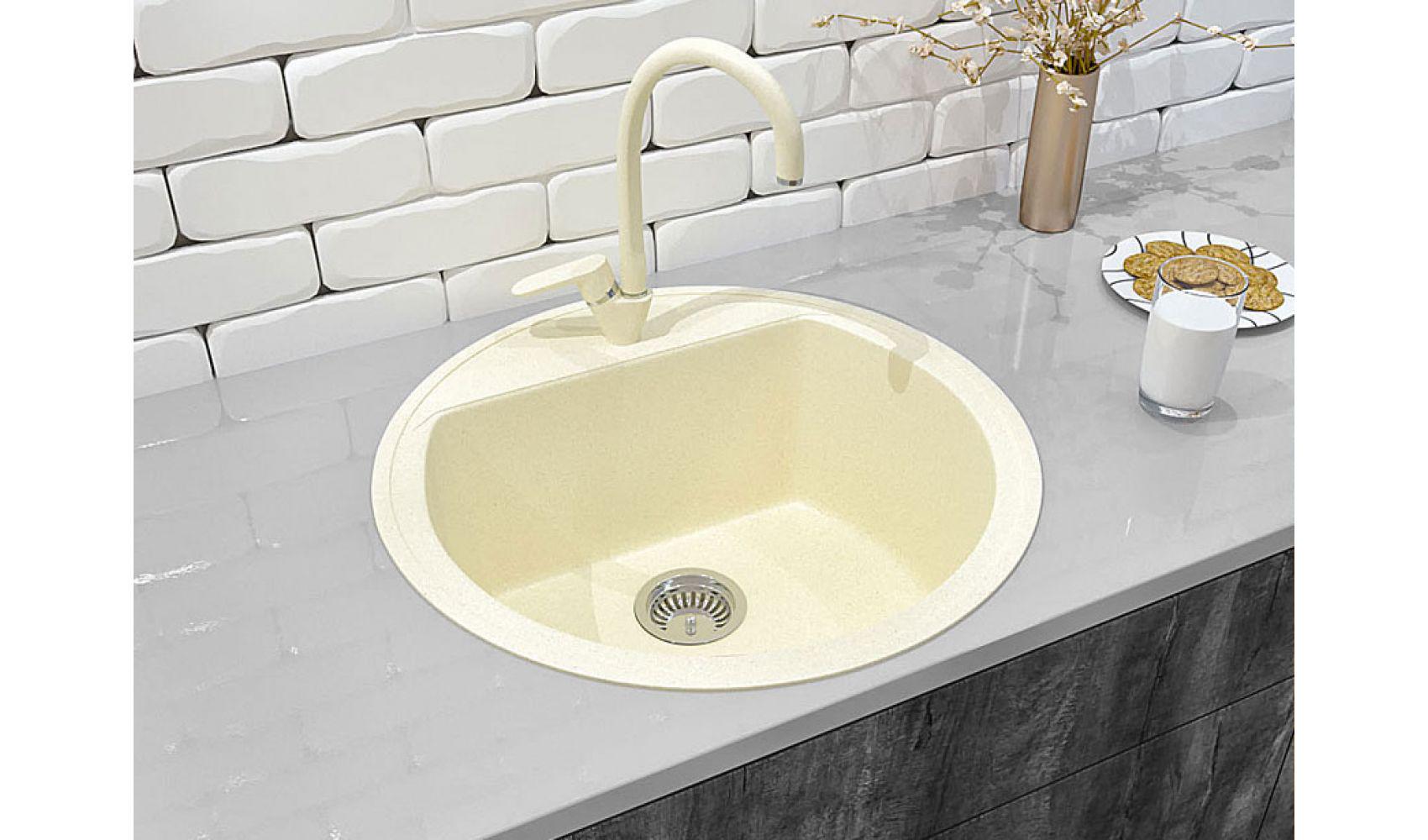 Гранітна кухонна мийка Lexona Ella Бежевий - фото 4