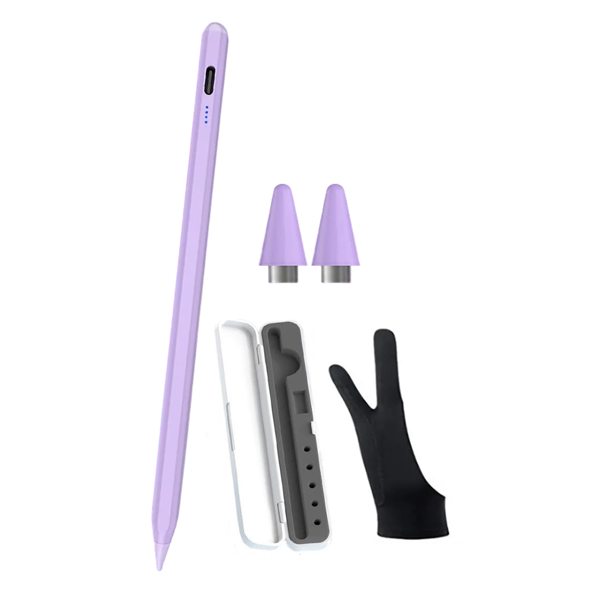 Стилус для iOS/Android в кейсе с 2 наконечниками и перчаткой Purple (181033+3gray)