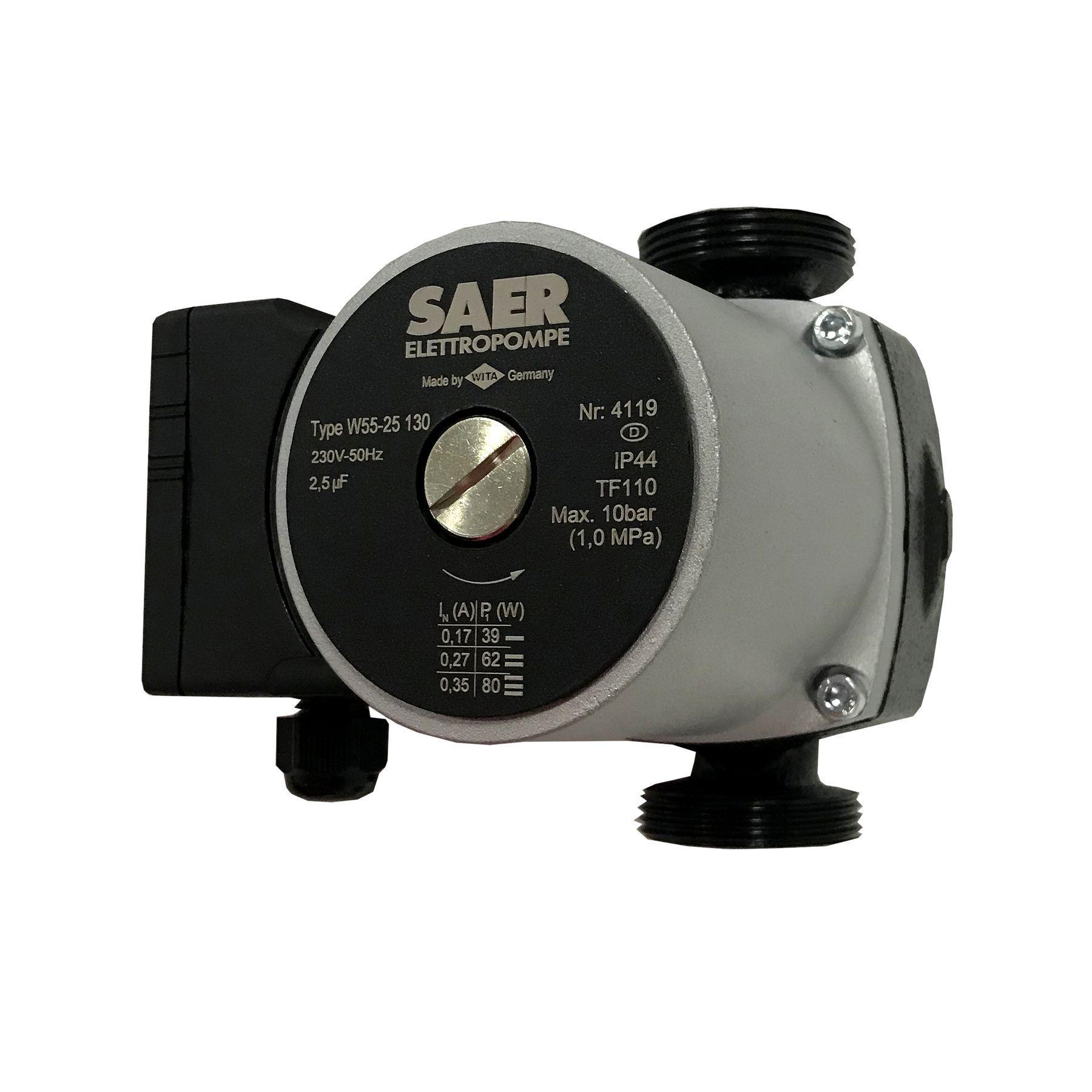 Насос циркуляционный SAER W55-25 130 мм с гайками