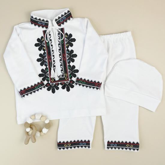 Костюм-вишиванка для хлопчика Family Tradition Гуцульські мотиви інтерлок з вишивкою Білий (50291)