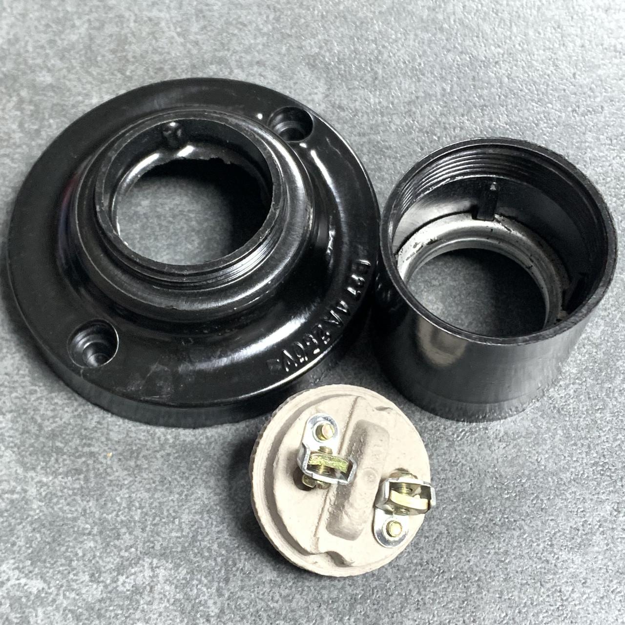 Патрон електричний Е27 карболітовий прямий настінний Чорний - фото 4 Патрон електричний Е27 карболітовий прямий настінний Чорний - фото 4