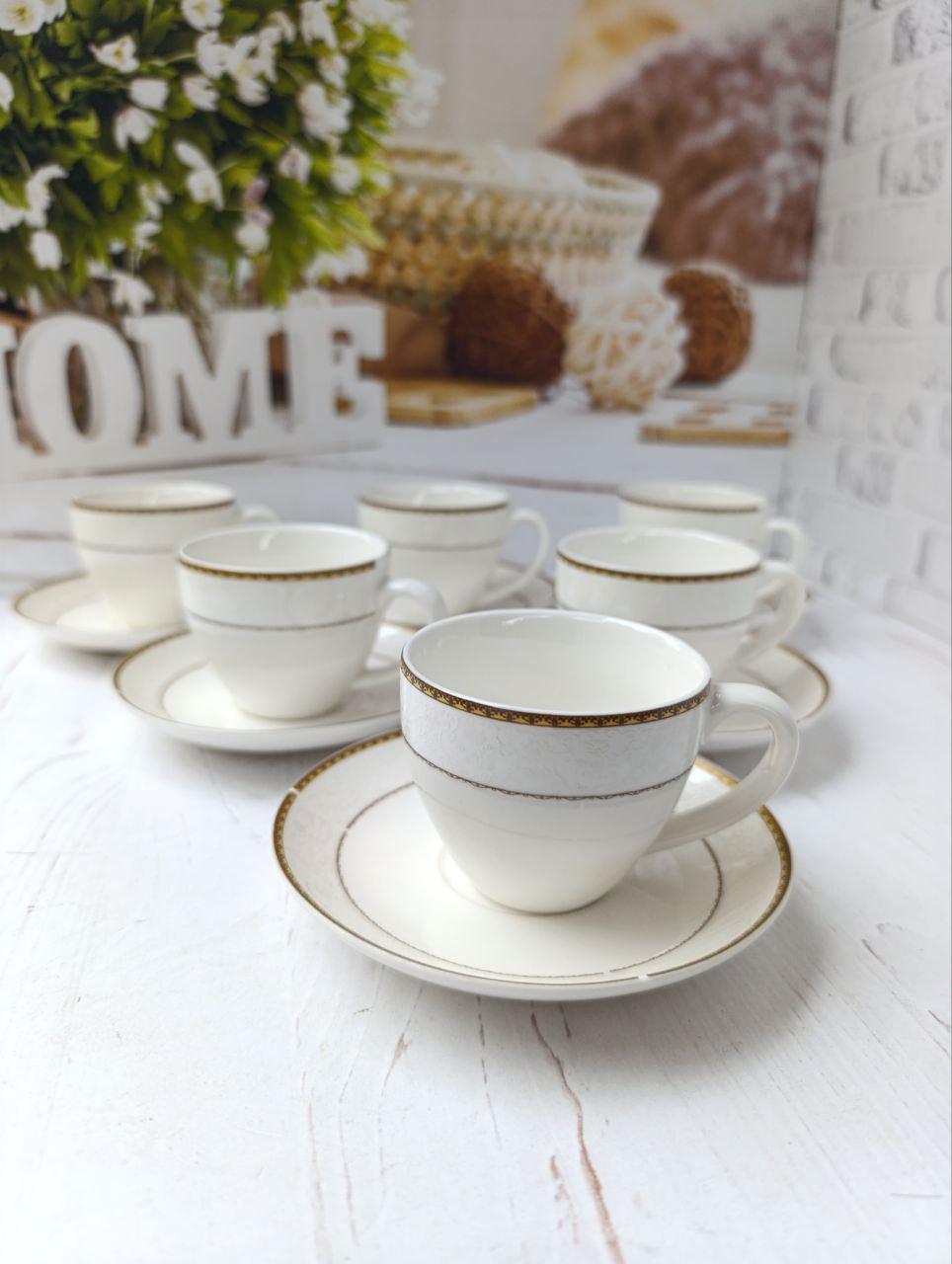 Сервиз кофейный SNT Перламутр фарфор 100 мл 12 пр. Белый (15307-2)