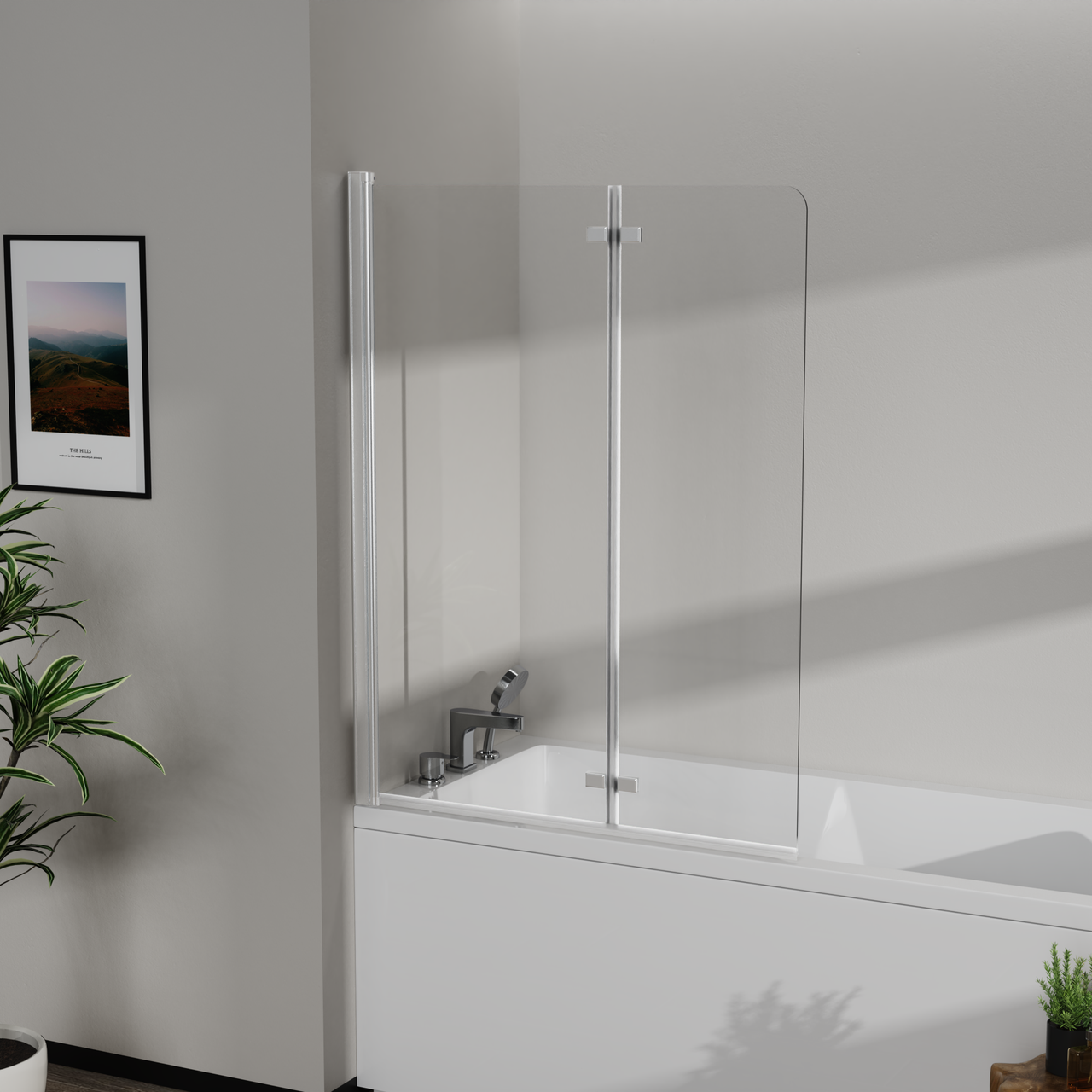 Шторка для ванни скляна AVKO Glass RDW02-J2 60+40x140 см Silver (2734059566)
