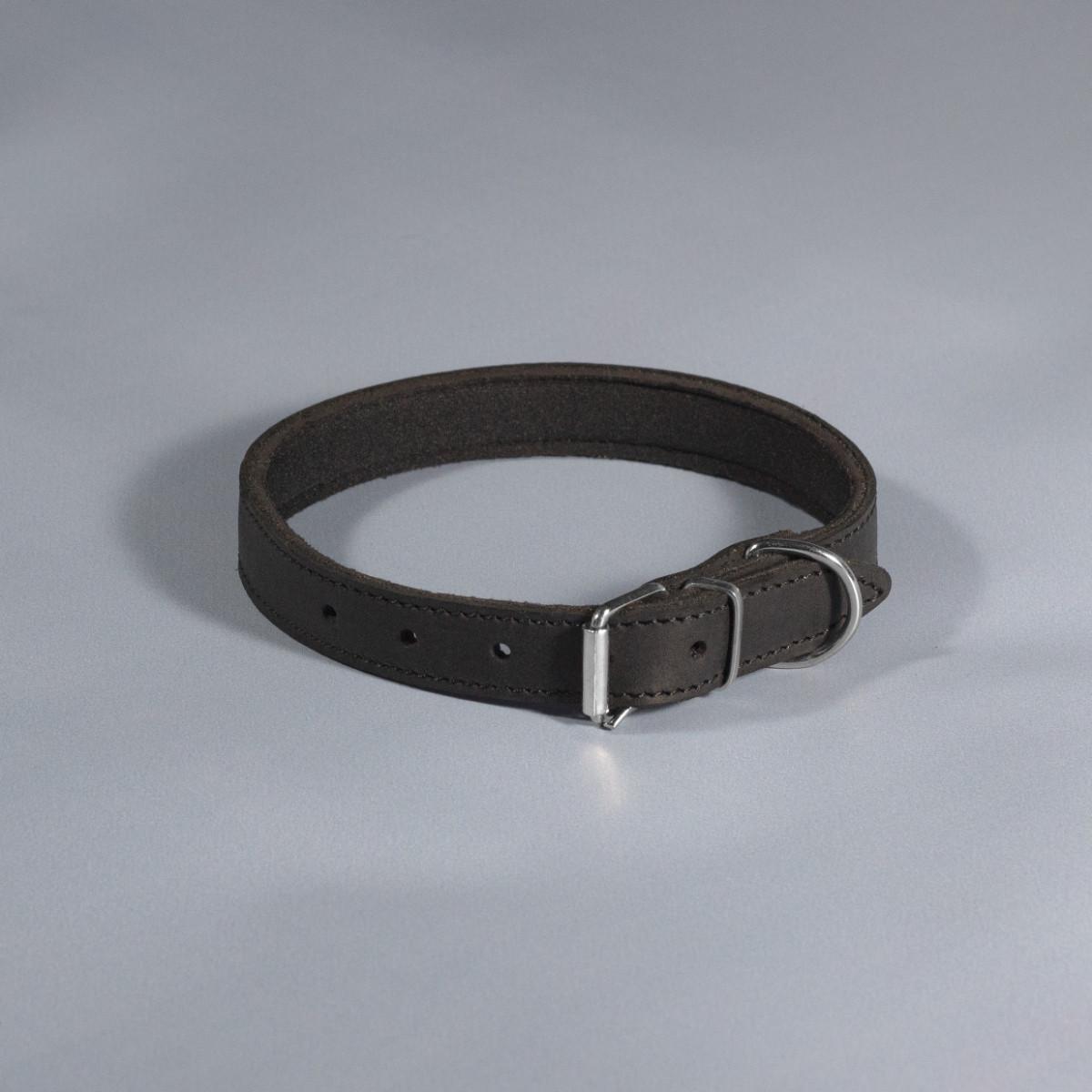 Нашийник для тварин шкіряний Делікат з підкладкою неопрен 18 мм х 28-36 см Чорний (2296447544) - фото 1