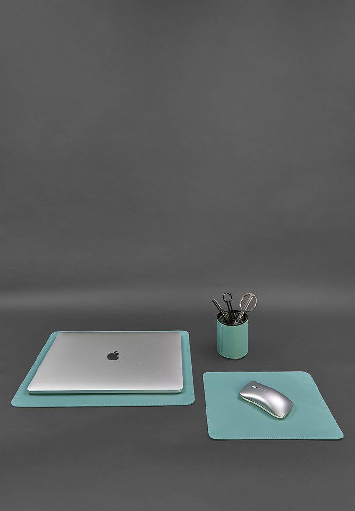 Набор настольный из натуральной кожи 1.0 краст Бирюзовый (A-027790) - фото 2 Набор настольный из натуральной кожи 1.0 краст Бирюзовый (A-027790) - фото 2