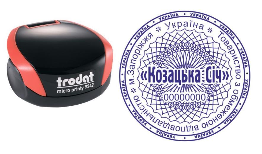 Печать ТОВ на карманном оснащении Trodat Micro Printy 9342 d 42 мм Красный (ООО2/9342/R)