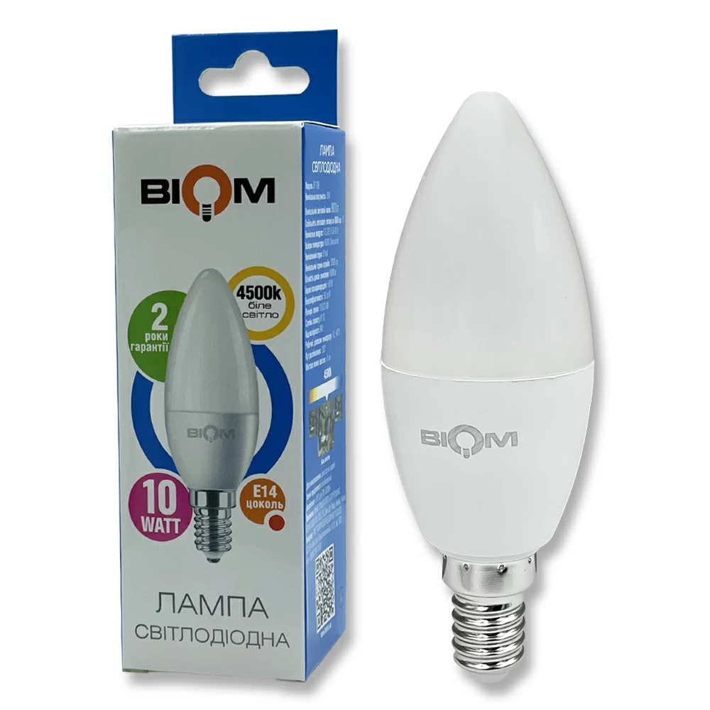 Светодиодная лампа Biom BT-708 10W E14 4500K (2407154925) Светодиодная лампа Biom BT-708 10W E14 4500K (2407154925)