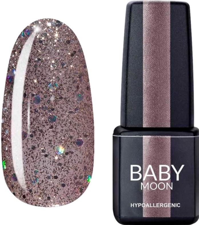 Гель-лак BABY MOON Dance Diamond Gel polish 6 мл №16 Серо-розовый с пайетками