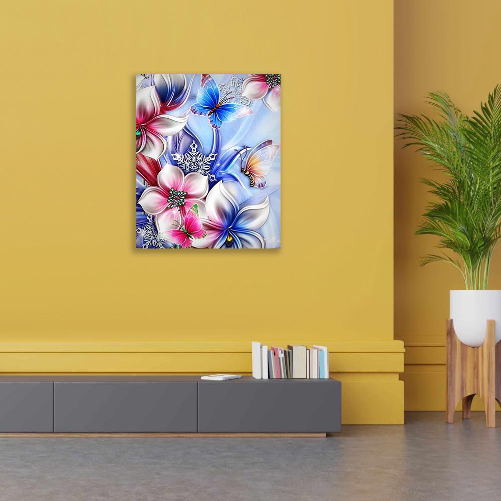 Алмазная мозаика Бабочки на цветах на подрамнике 40x50 см (27751)