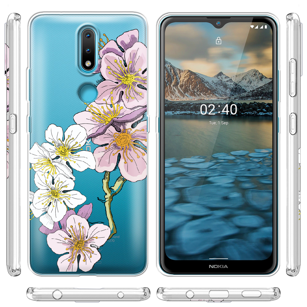 Чехол Boxface Nokia 2.4 Cherry Blossom Прозрачный силикон (41297-cc4-41297) - фото 3