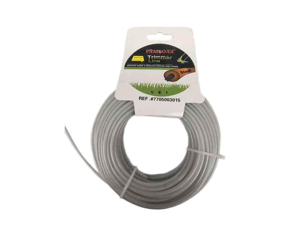 Леска для стрижки травы Trimmer Line металлический трос L 15 м d 2,7 мм (922234)