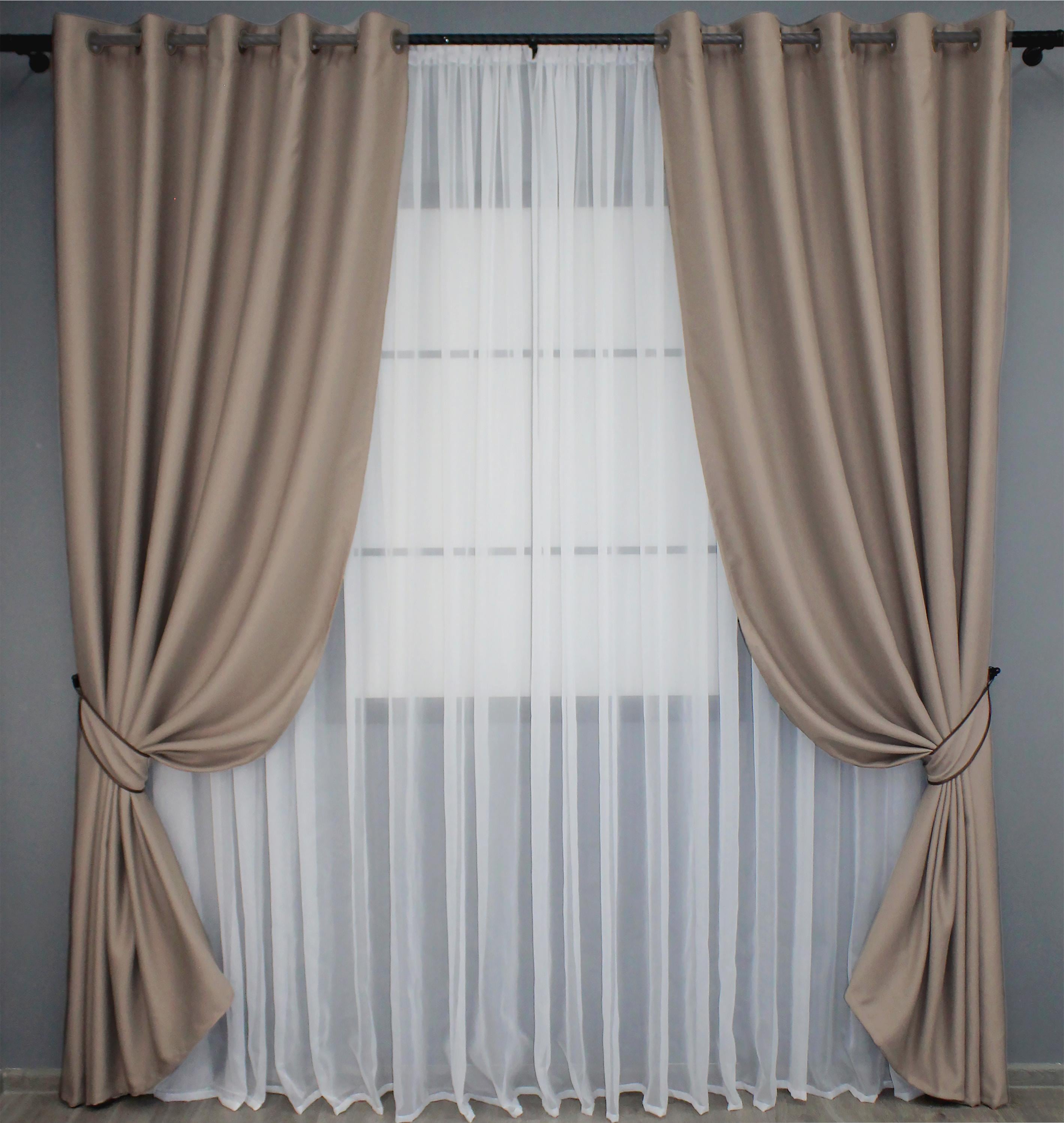 Комплект штор на люверсах VR-Textil Блэкаут Bagema Rvs № 1242ш 150х250 см 2 шт. Какао (37-0111)