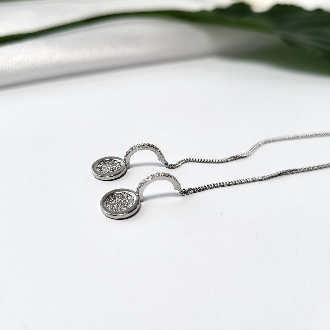 Серьги Монетки с Белыми камнями серебро 925 пробы (54068/1р)
