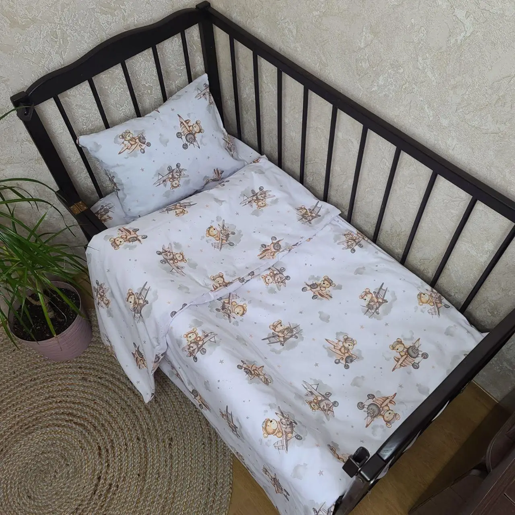 Комплект постельного белья детский наволочка/под одеяло/простыня 120х60 см (4407)