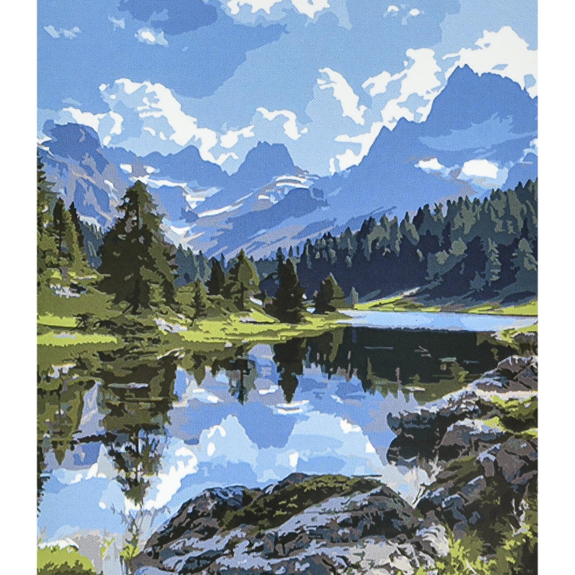 Картина за номерами Strateg Преміум Тиша гірського світу з лаком та рівнем 40x50 см (Str-VA-4656)