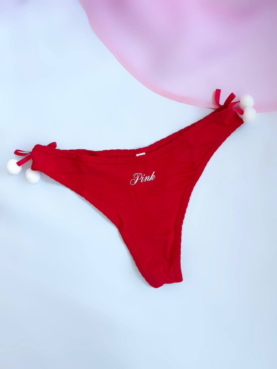 Труси Victoria's Secret Cotton High-Leg Thong Panty S Червоний (27647038)