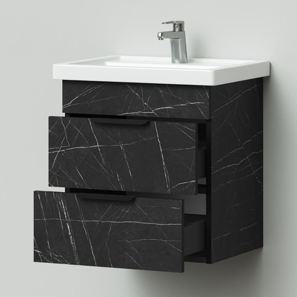 Тумба підвісна із раковиною MVK Vostok Lite 50 B1 500х400х530 мм Камінь П'єтра Гріджо Чорний (8086bl) - фото 2