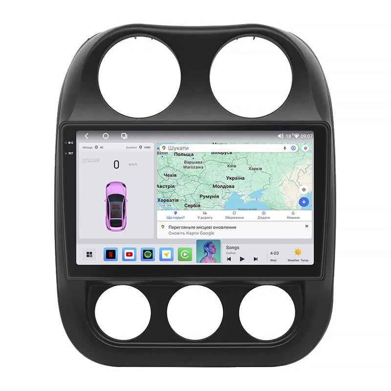 Автомагнитола штатная Lesko для Jeep Compass I Рестайлинг 2 2013-2016 4/64 QLED CarPlay 4G WiFi GPS 360 Prime 10" (22391926)