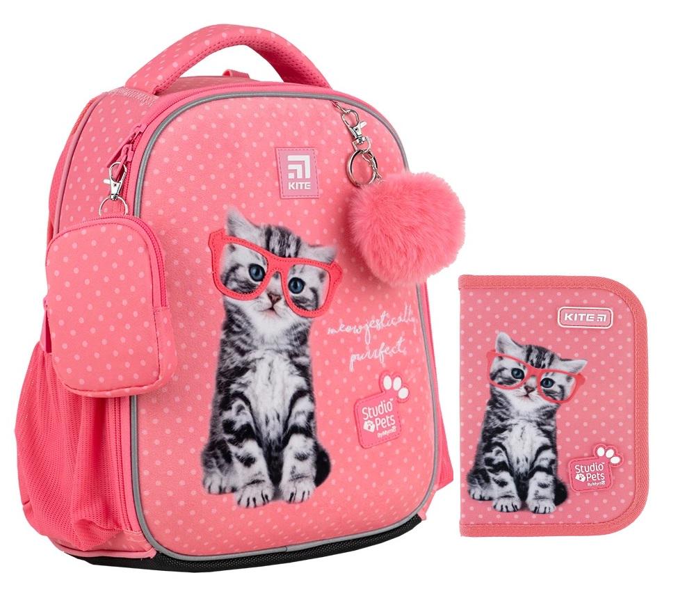 Рюкзак школьный каркасный Kite Education Studio Pets с пеналом (202749)