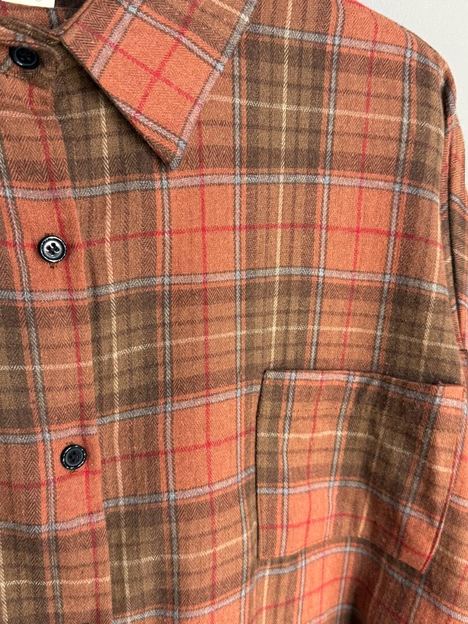 Рубашка женская A-N 8313 в клетку оверсайз широкая хлопковая OS Оранжевый (5132) - фото 9 Рубашка женская A-N 8313 в клетку оверсайз широкая хлопковая OS Оранжевый (5132) - фото 9