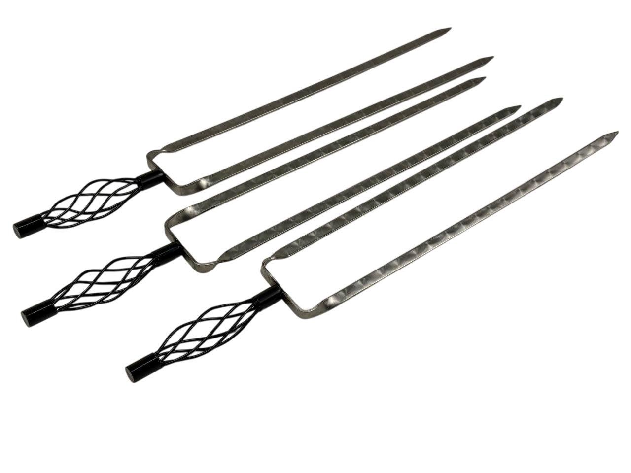 Шампура подвійні Ексклюзив з плетеною ручкою з нержавіючої сталі 63 см 3 шт. Сталевий (21-10-SH-3135)