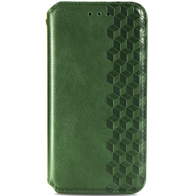 Противоударный кожаный чехол книжка GETMAN Cubic (PU) для Samsung Galaxy A06 Зеленый