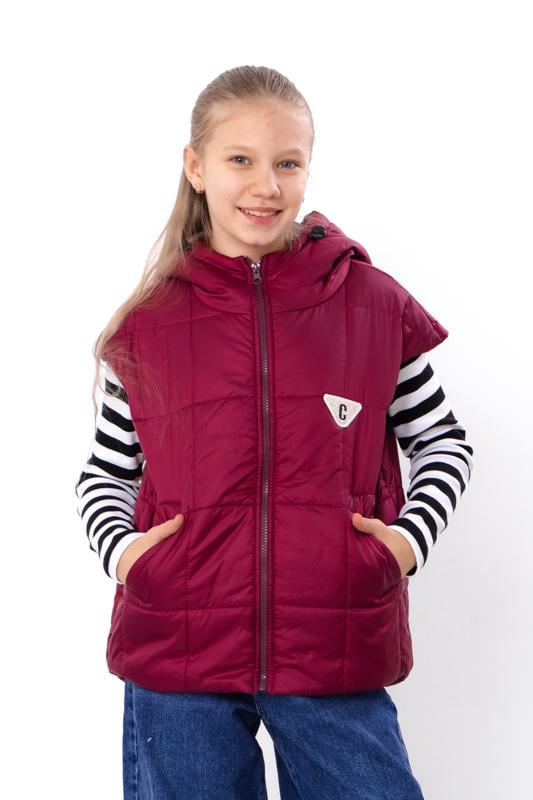 Жилетка дитяча демісезонна для дівчинки з капюшоном та кишенями Носи Своє 152 см Бордовий (17334) Жилетка дитяча демісезонна для дівчинки з капюшоном та кишенями Носи Своє 152 см Бордовий (17334)