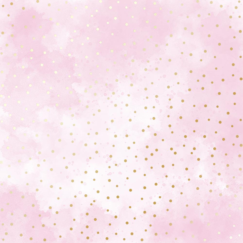 Лист бумаги односторонний Golden Drops с фольгированием 30,5х30,5 см Pink shabby/Watercolor
